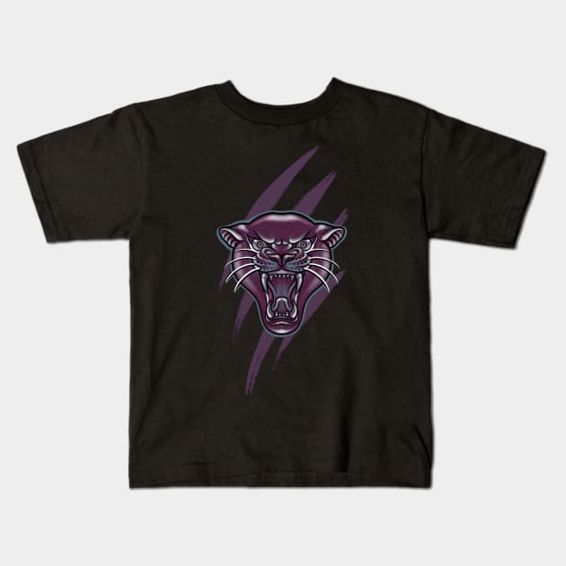 Purple Panther Kids T-Shirt by Huldra Tattoo